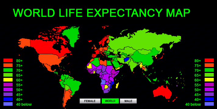 Image result for global map on longevity